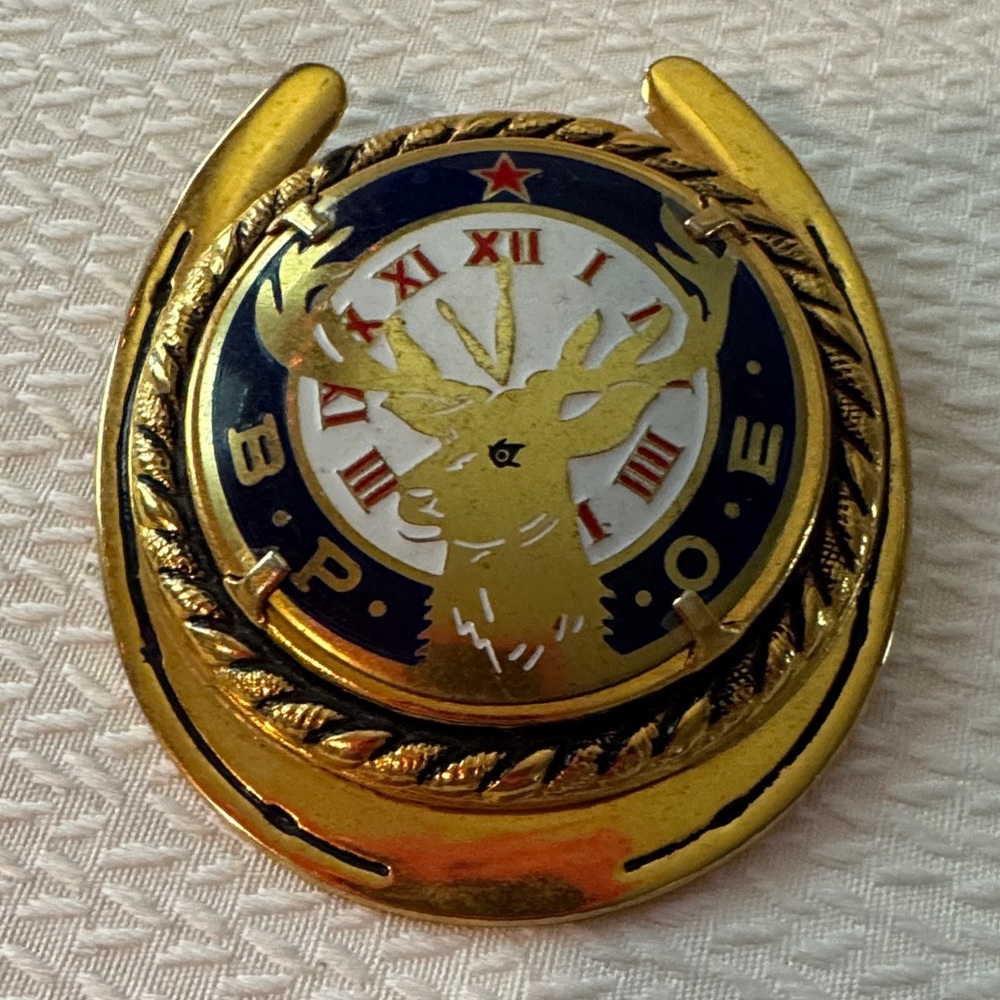 Vintage Elks Bolo Tie Emblem Gold and Blue